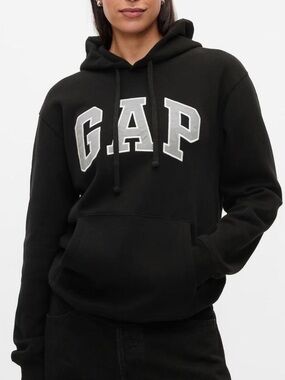 GAP Black Hoodie with White and gray Lettering